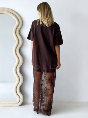 Milani Lace Tee Dress - Choc