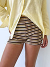 By Frankie / Striped Cotton Shorts - Mocha
