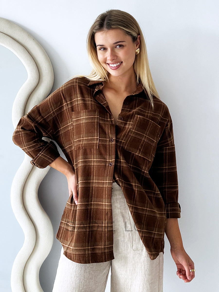 By Frankie / Wild Luck Jacket - Brown Flannel