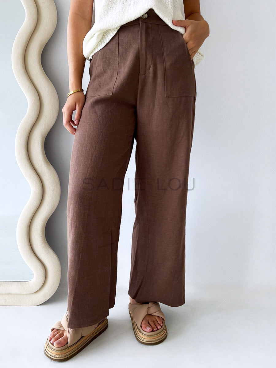 Little Lies / Osaka Linen Pant - Mocha