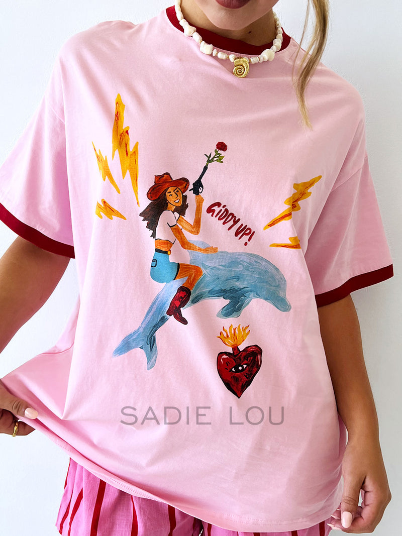 By Frankie / Giddy Up Tee - Pink