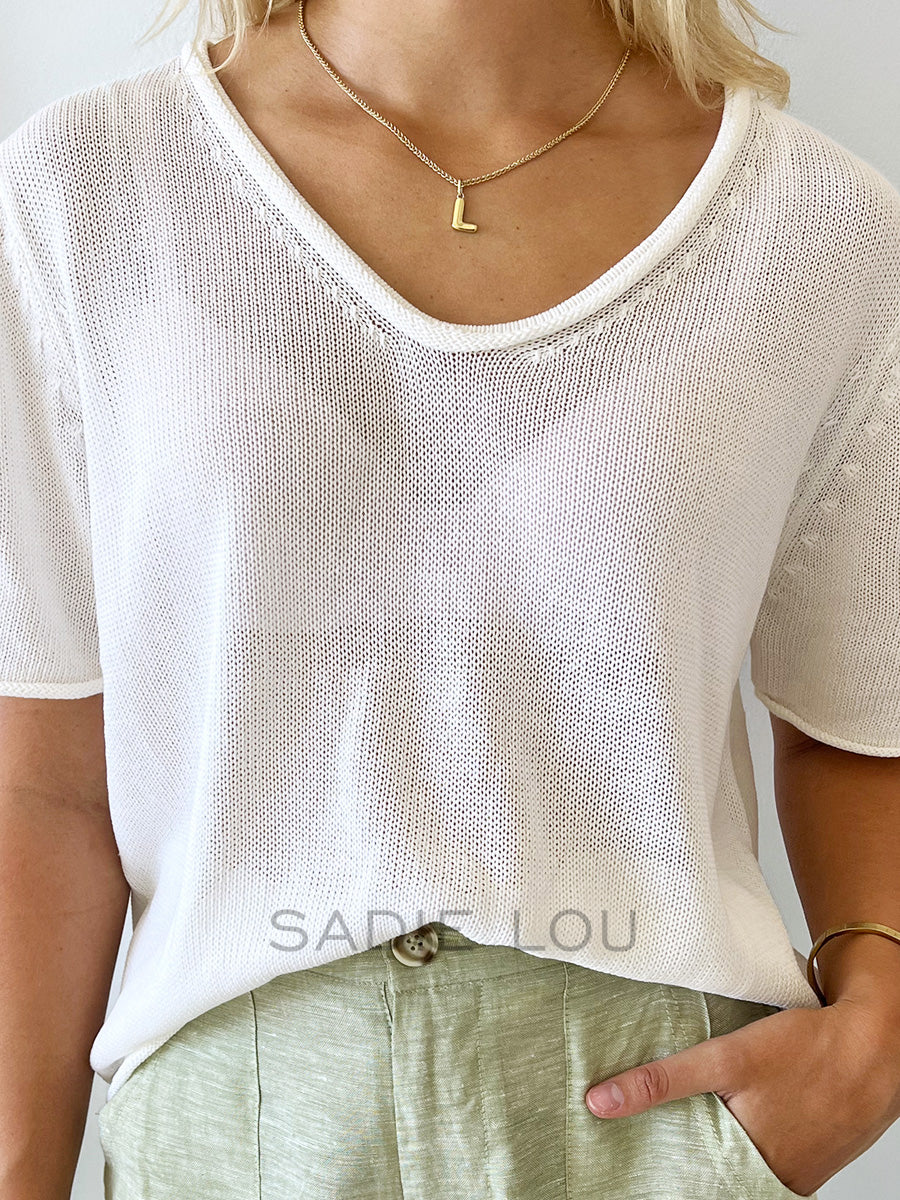 Little Lies / Scoop Neck Tee - White