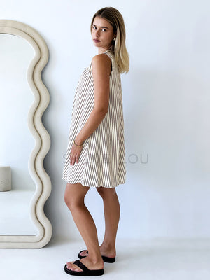 By Frankie / Missy Sun Dress - White/Chocolate