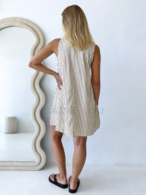 By Frankie / Missy Sun Dress - White/Chocolate