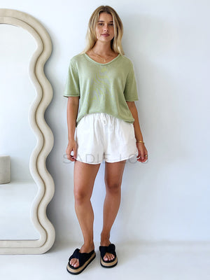 Little Lies / Scoop Neck Tee - Sage
