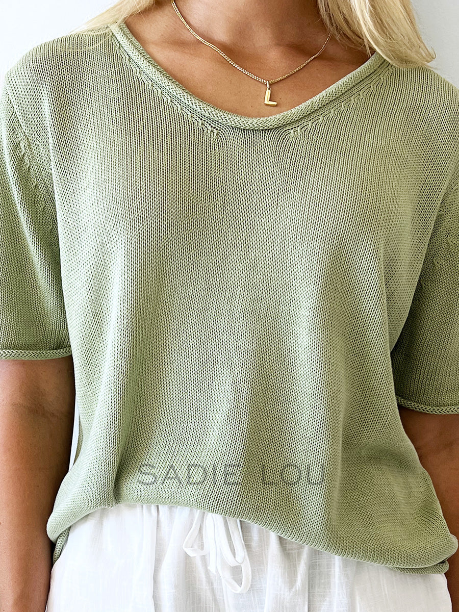 Little Lies / Scoop Neck Tee - Sage