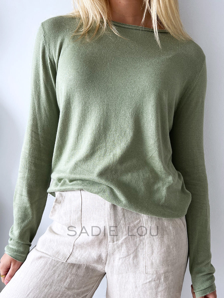 Little lies / Quinn Knitted Top - Sage