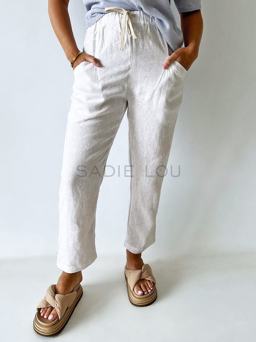 Little Lies / Luxe Linen Pant - White