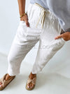 Little Lies / Luxe Linen Pant - White