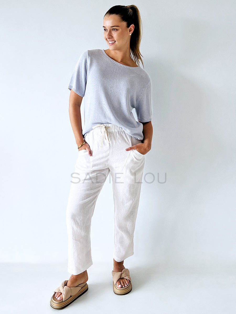 Little Lies / Luxe Linen Pant - White