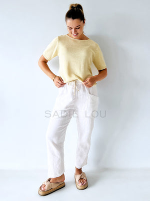 Little Lies / Luxe Linen Pant - White