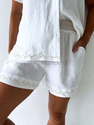 Little Lies // Embroidered Shorts - White