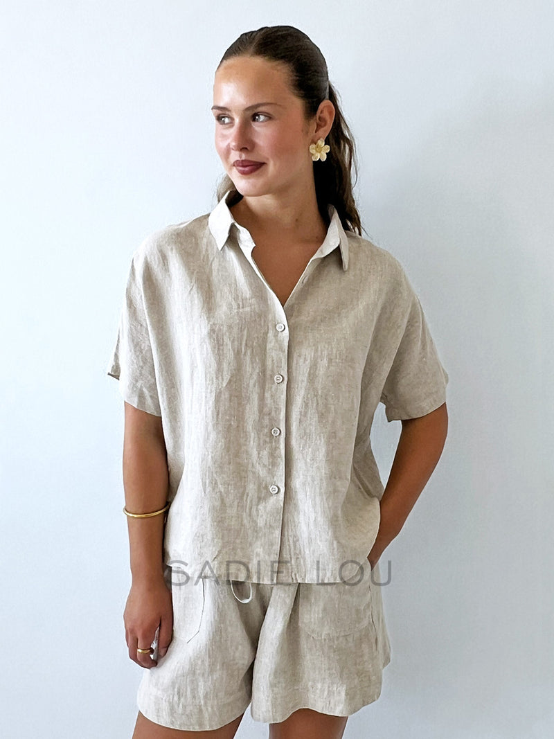 little Lies / Bronte Linen Shirt - Oat