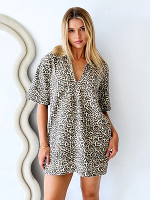 By Frankie / Toby Denim Dress - Leopard