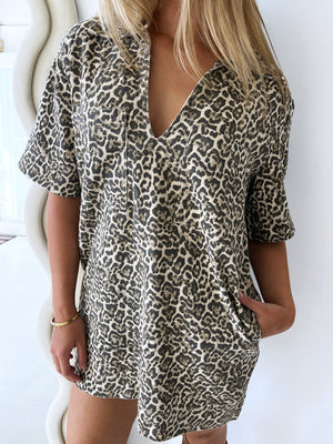 By Frankie / Toby Denim Dress - Leopard