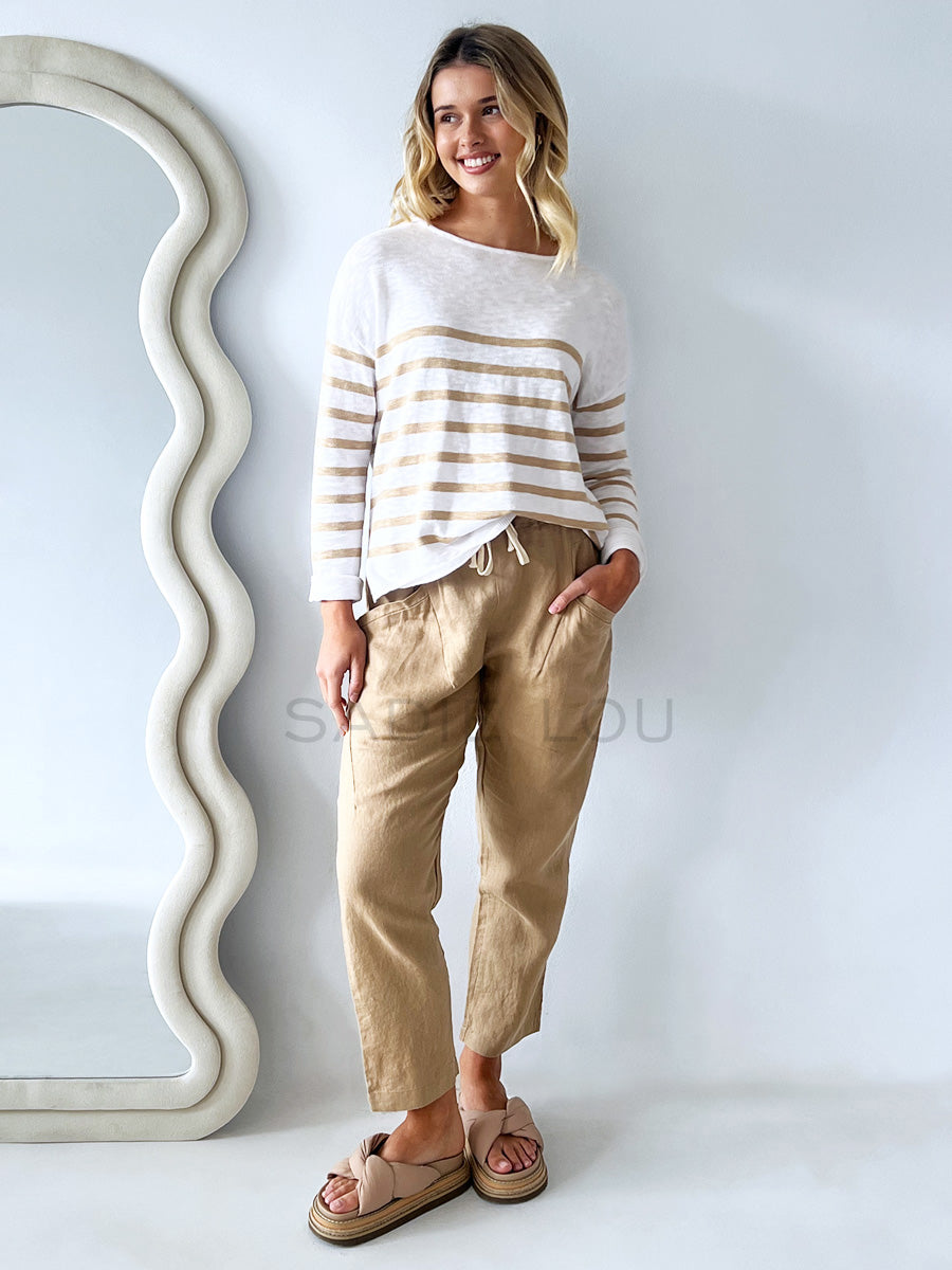 Little Lies / Luxe Linen Pant - Taupe