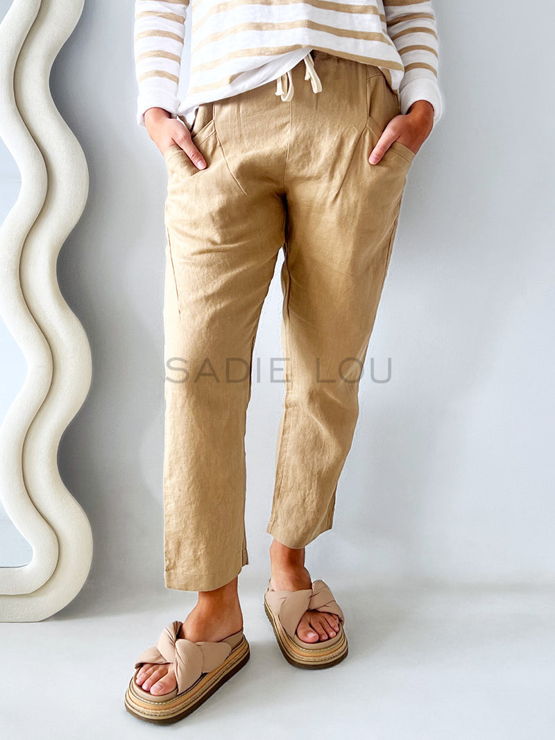 Little Lies / Luxe Linen Pant - Taupe