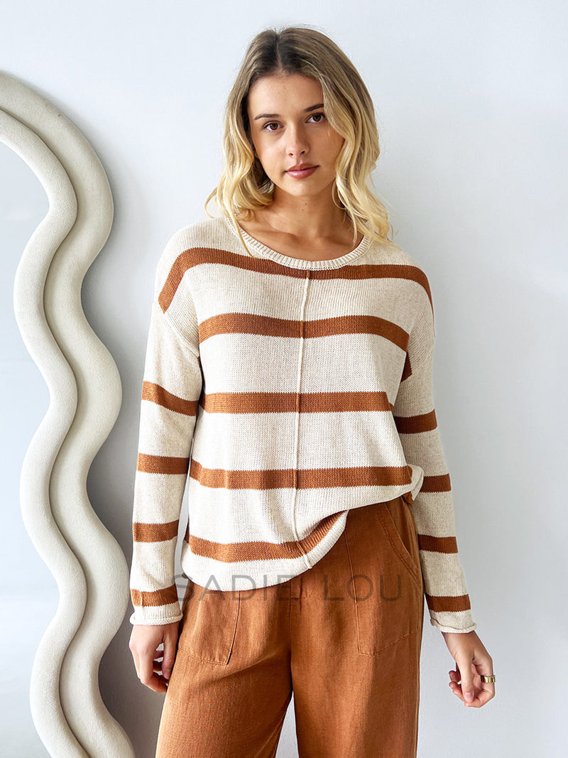 Little Lies / Ivy Knit Jumper Rust/White
