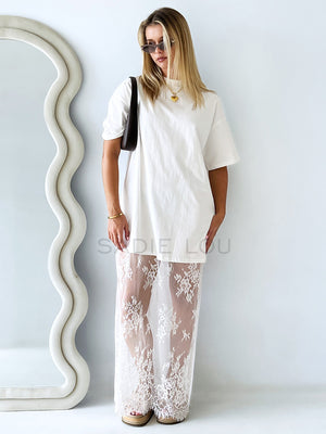 By Frankie / Ciara Lace Tee Dress - White