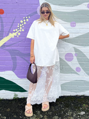 By Frankie / Ciara Lace Tee Dress - White