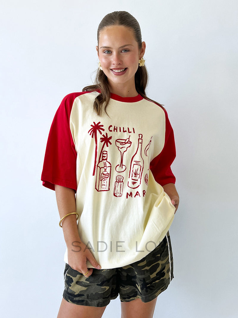Near The Sea / Chilli Marg Raglan Tee