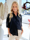 Little Lies // Linen Boyfriend Shirt - Black