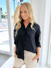 Little Lies / Linen Boyfriend Shirt - Black