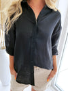 Little Lies // Linen Boyfriend Shirt - Black