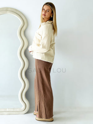 Waffle Knit Shacket - Beige