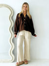 Waffle Knit Shacket - Chocolate