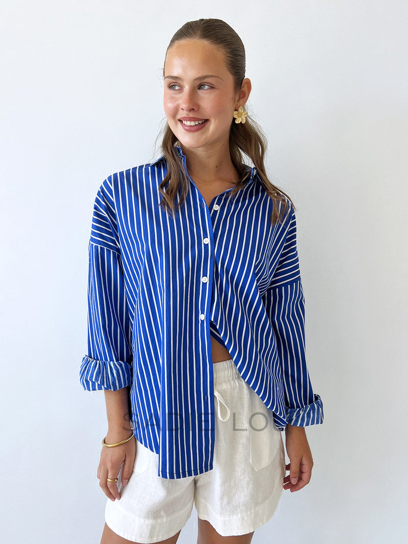 Cartel & Willow / Tammy Shirt - Cobalt Stripe