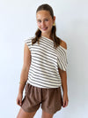 Asha Kint Top - White/Choc Stripe