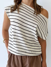 Asha Kint Top - White/Choc Stripe