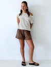 Asha Kint Top - White/Choc Stripe