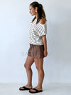 Asha Kint Top - White/Choc Stripe