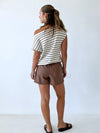 Asha Kint Top - White/Choc Stripe