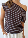Asha knit Top - Choc/Blue Stripe