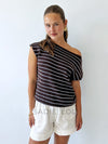 Asha knit Top - Choc/Blue Stripe
