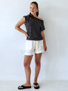 Asha knit Top - Choc/Blue Stripe