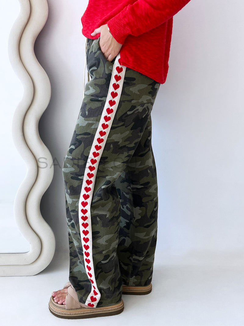 By Frankie / Camou Racer Heart Pant - Red Hearts
