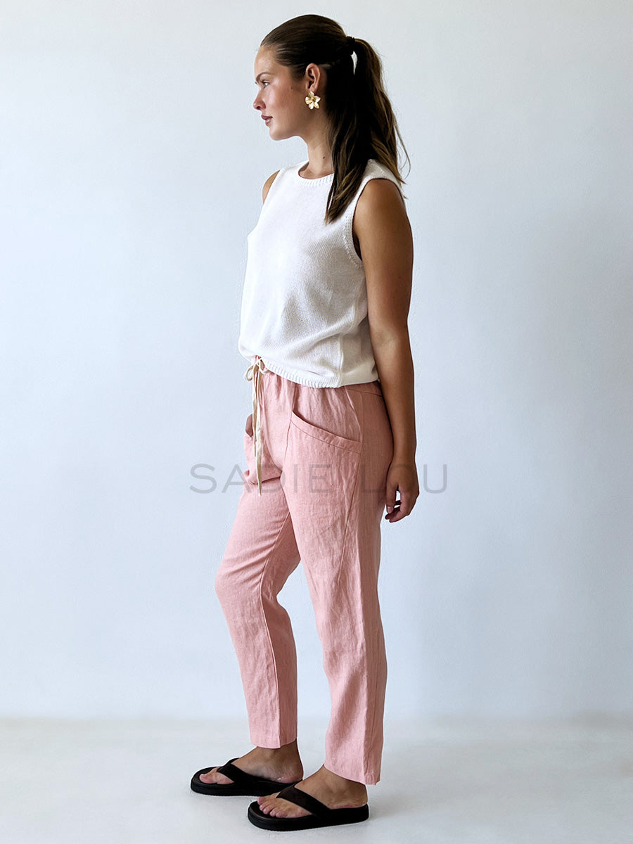 Little Lies / Luxe Linen Pant - Salmon