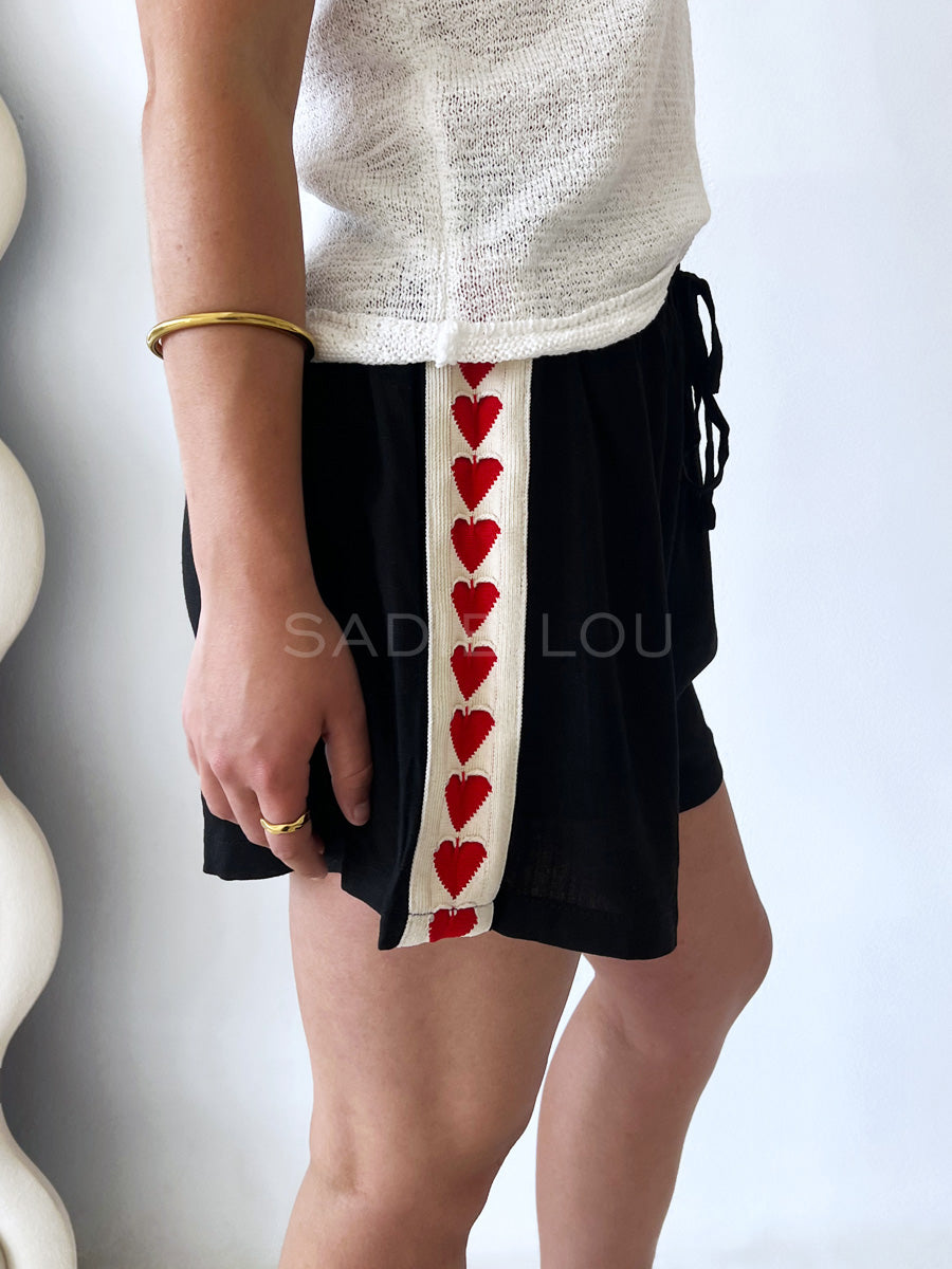 Racer Heart Shorts - Black