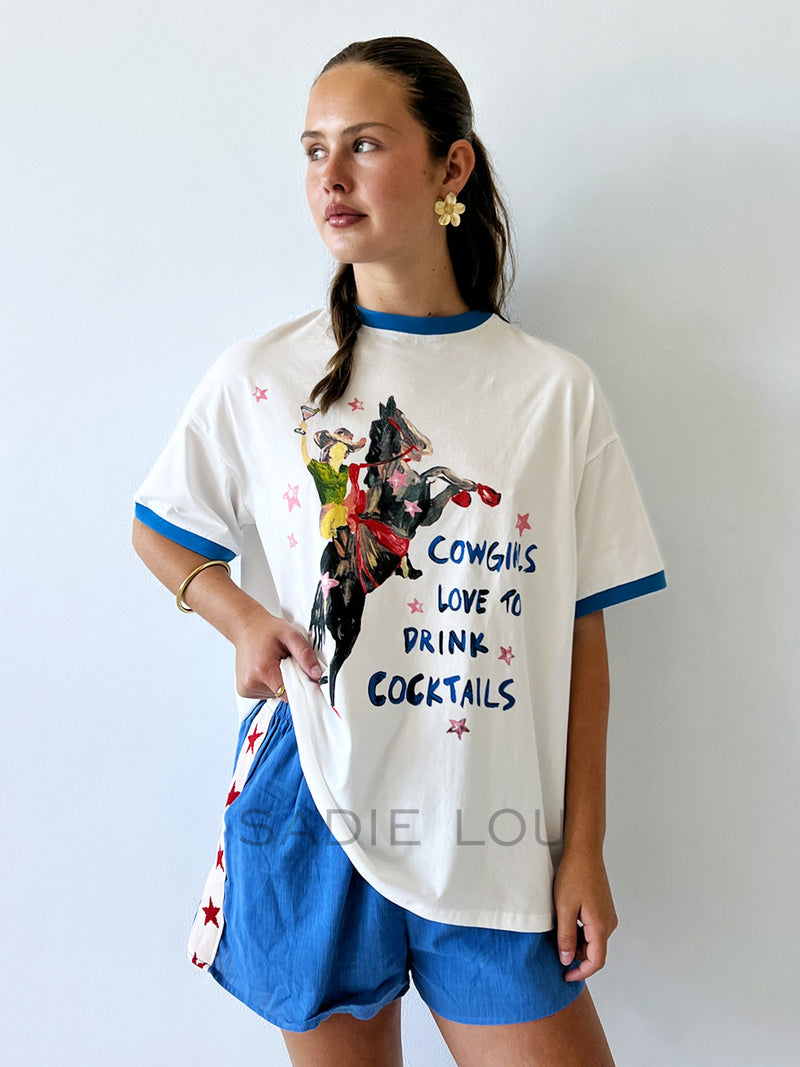 By Frankie / Cowgirls and Cocktails Tee - White