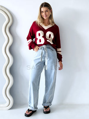 By Frankie / Varsity Knit Sweater - Wine