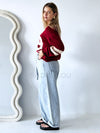 By Frankie / Varsity Knit Sweater - Wine