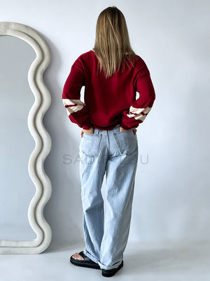 By Frankie / Varsity Knit Sweater - Wine