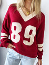 By Frankie / Varsity Knit Sweater - Wine