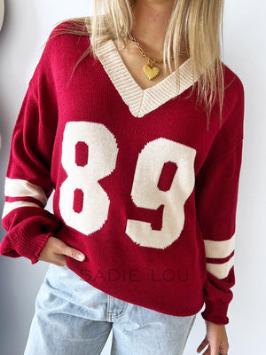 By Frankie / Varsity Knit Sweater - Wine