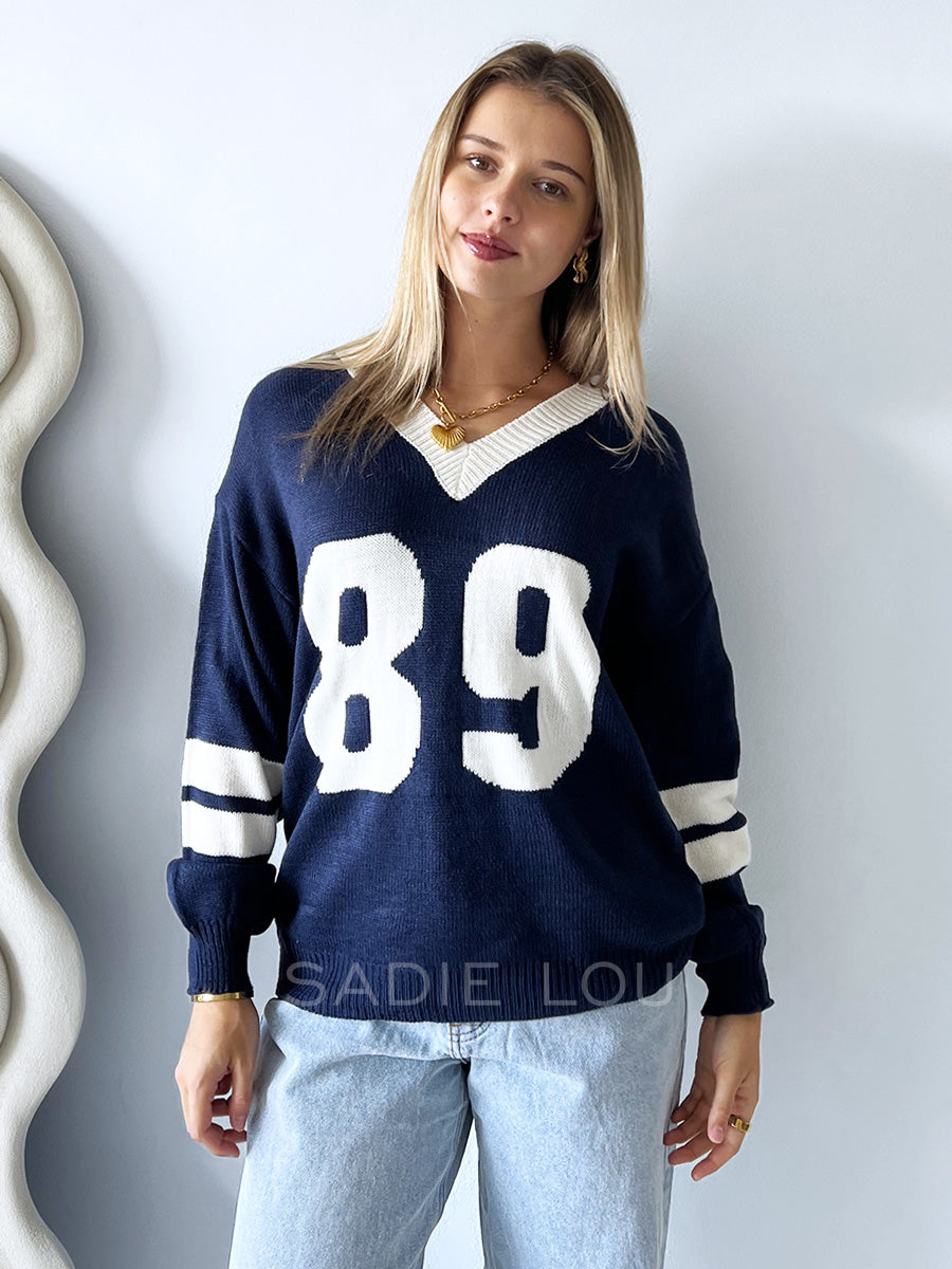 By Frankie / Varsity Knit Sweater - Navy