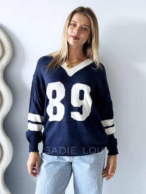 By Frankie / Varsity Knit Sweater - Navy